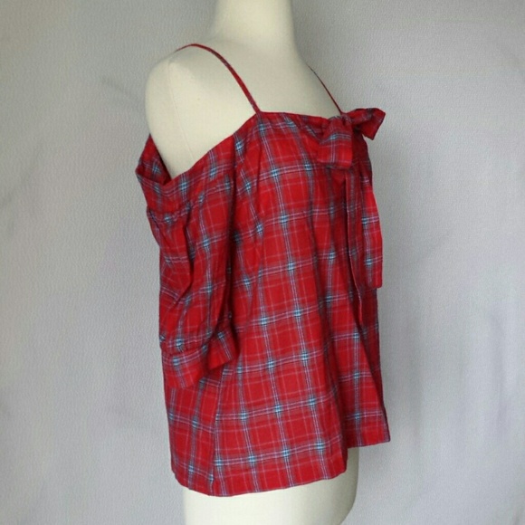 Anthropologie Paper Crane Plaid Blouse Top Large - Picture 3 of 8